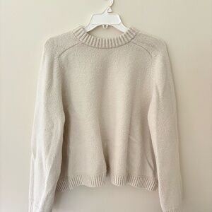 Lululemon Cream Crew Neck Sweater with Modern Cropped Design